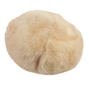 Vintage 60s Blonde Mink Fur Pillbox Hat Champagne Beige Winter Luxury Glam